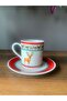 Handmade New Year - Christmas Deer Model 4 Piece 2 Person Porcelain Turkish Coffee Cup Set - 4