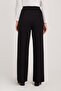 Women's Regular Fit Classic Cut Velcro Closure Wide Leg Black Trousers - 7