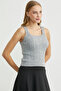 Hair Braid Square Neck Knitwear Tank Top - Light Gray - 4