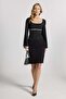 Long Sleeve Deep Neck Contrast Piping Detail Knitted Blouse - 3