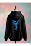 Printed Cotton 3 Thread Oversize Black Sweatshirt