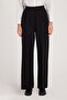 Women's Regular Fit Classic Cut Velcro Closure Wide Leg Black Trousers
