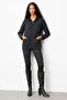 Women's Polo Neck Pocket Embroidered Wool Cardigan Black - 5
