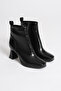 Meylin Black Matte Patent Leather Blunt Toe Women's Boots - 2