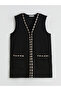 Black V-Neck Embroidered Women's Vest - 7
