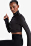 W0343 Black Defactofit Slim Fit Slim-Fit Zippered Stand-Up Collar Soft Fuzzy Inside Stretchy Fabric U - 3