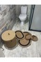 Jute Wicker 5-Piece Bathroom Set, Laundry Basket, Mat Set, Oval Basket-Black Striped - 2