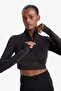 W0343 Black Defactofit Slim Fit Slim-Fit Zippered Stand-Up Collar Soft Fuzzy Inside Stretchy Fabric U