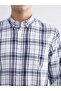 Regular Fit Long Sleeve Plaid Dobby Men's Shirt (W5) - 3