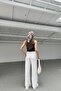High Waist Linen Trousers White - 4