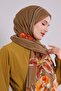 Khaki Rose Pattern Cotton Shawl - 3