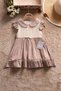 Brown Ruffled Sleeves Lace Embroidered Baby Girl Dress 22656 - 2