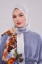Blue Flower Branch Pattern Cotton Shawl - 3