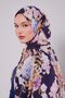 Navy Blue Rose Pattern Cotton Shawl - 3