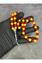 Yellow Red Fan Glass Beads Natural Stone Prayer Beads and Bracelet Set - 2