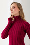 Turtleneck Knitwear Women's Sweater – Fit Striped Winter Sweater |   100% Wool - Soft Textured Sweater - 2