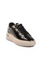 Black Patent Leather Lace-Up Lightweight Women's Sneaker Lady 029 Z - 4