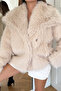 Women's Faux Fur Coat – Shawl Collar, Double Breasted, Double Snap Fasteners, Long Sleeves, Thick, Comfortable Fit - 4