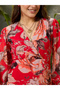 Red Floral Draped Maxi Dress - 4