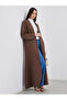 Brown Suede Look Front Open Abaya