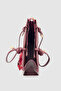 Ivora Knotted Handle Scarf Detailed Rectangular Tote Shoulder Bag Burgundy - 6