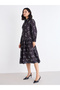 Black Ditsy Print Shirt Midi Dress - 3