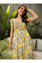 Green Floral Square Neck Maxi Dress - 2