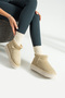 Women's Beige Suede Fur Lined Casual Boots Thick Sole Ankle Short Warm Bootie Comfortable Stylish Shoes - 2