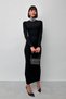 Victoria Long Sleeve Stand-Up Collar Stone-Detail Diver Fabric Dress - 3