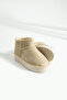 Women's Beige Suede Fur Lined Casual Boots Thick Sole Ankle Short Warm Bootie Comfortable Stylish Shoes - 7