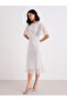 Off White Dobby Floral Midi Dress - 6