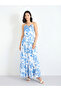 Floral Print Strappy A-Line Maxi Dress - 3