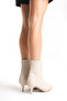 Beige Skin Short Pointed Heeled Women's Boots - 3