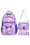 Joy's Kids Purple Kuromi Patterned 3-Piece School Bag Set (Backpack + Lunch Box + Pen Holder)