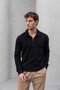 Eric Relax Fit Half Zip Polo Neck Thessaloniki Fabric Men's Sweatshirt - Black - 7