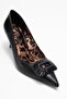 Great Black-Black Patterned Buckle Women's Heeled Shoes - 3