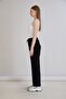 Women's Elastic Waist Regular Fit Knitwear Garnished Three Thread Non-Shardon Black Sweatpants - 5