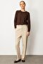 Women's Double Bridge Filet Pocket Fabric Trousers Beige