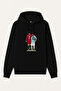 Football Player Messi Ronaldo Printed Boys' Black Hooded Sweatshirt Hoodie