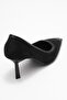 Rona Black Suede Matte Toe Women's Heeled Shoes - 5