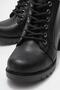 Women's Lace-Up Heeled Boots Black Skin - 3