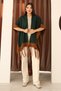 U Shawl Collar Sleeveless Jacquard Paneled Trimmed Edges Fringed Skirt Standard Length Seasonal Knitwear Shawl - 4
