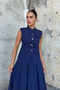 Women's Summer Navy Blue Decorative Pocket Detailed Vest and Pleated Skirt with Pockets Stylish Daily Casual Set 1248 - 5