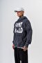 Men's Star Printed Washable Hooded Oversize Hoodie Black - 3