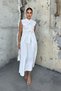 Women's Summer Ecru Vest with Decorative Pocket Detail and Pleated Skirt with Pockets Stylish Daily Comfortable Set 1248 - 3