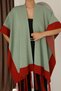 U Shawl Collar Sleeveless Jacquard Paneled Trimmed Edges Fringed Skirt Standard Length Seasonal Knitwear Shawl - 3