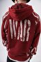 Men's War Printed Washable Hooded Oversize Hoodie Burgundy - 5