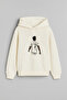 Footballer Vinícius Júnior Printed Boys' Ecru Hooded Sweatshirt Hoodie