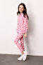 Pink Patterned Hooded Girls' Tracksuit Set - Nell - 2