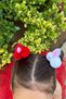 Set of 2 Red and White Rabbit Elastic Hair Clips - April 23, October 29 Republic Day Hair Clips
